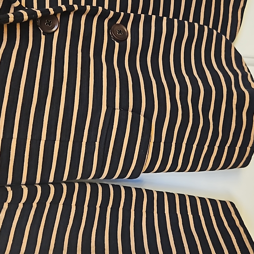 EUC J.Crew Maritime Striped Knit Blazer in Black and Tan, sz Small - Picture 4 of 8